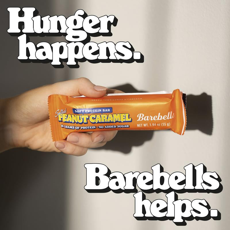 Barebells Soft Protein Bars Salted Peanut Caramel - 12 Count, 1.9Oz Bars - Protein Snacks with 16G of High Protein - Chocolate Protein Bar with 2G of Total Sugars - Soft Protein Snack & Breakfast Bars