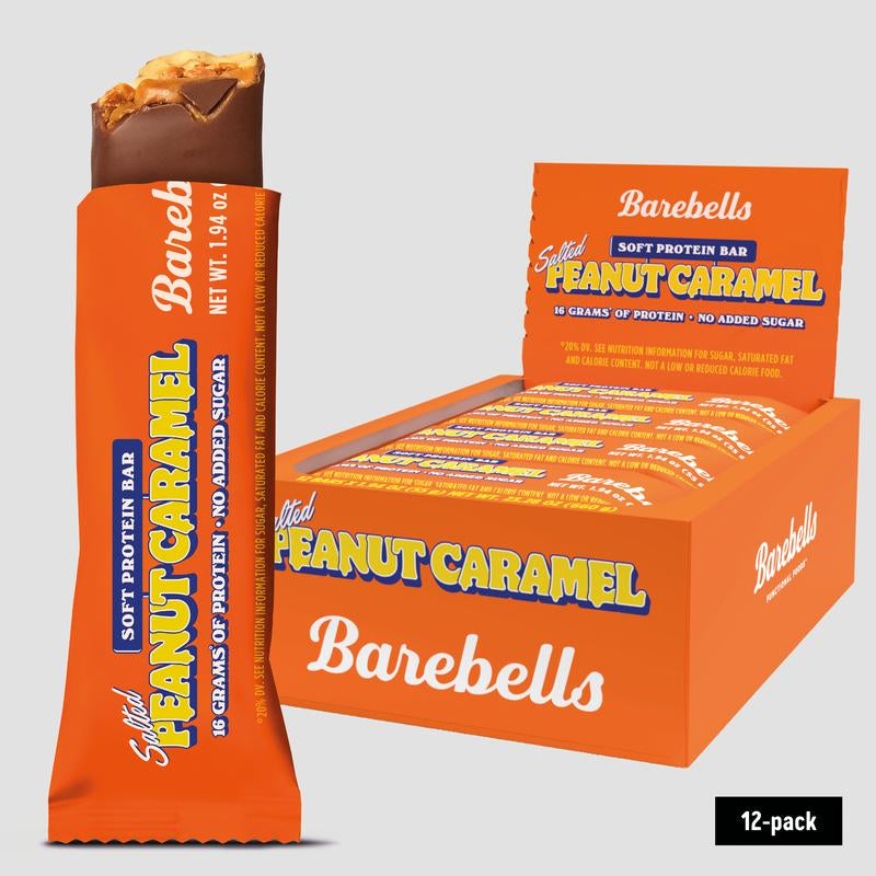 Barebells Soft Protein Bars Salted Peanut Caramel - 12 Count, 1.9Oz Bars - Protein Snacks with 16G of High Protein - Chocolate Protein Bar with 2G of Total Sugars - Soft Protein Snack & Breakfast Bars