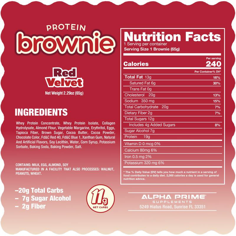 Red Velvet Prime Bites - 12 Pack - Protein Brownies with 19G Protein and 5G Collagen Snack - Fresh Baked High Protein Snack W/ Low Sugar