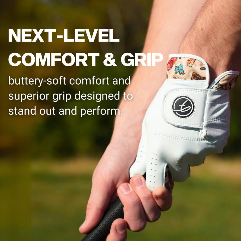 Fore Show Premium Golf Glove – 100% AAA Cabretta Leather Golf Gloves for Men & Women - Left & Right Handed Golfers - Cool Golfer Accessory Gift