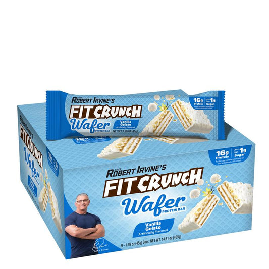 FITCRUNCH Wafer Protein Bars Vanilla Gelato, Crunchy & Crispy Protein Snack (9Ct)