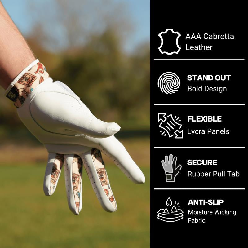 Fore Show Premium Golf Glove – 100% AAA Cabretta Leather Golf Gloves for Men & Women - Left & Right Handed Golfers - Cool Golfer Accessory Gift