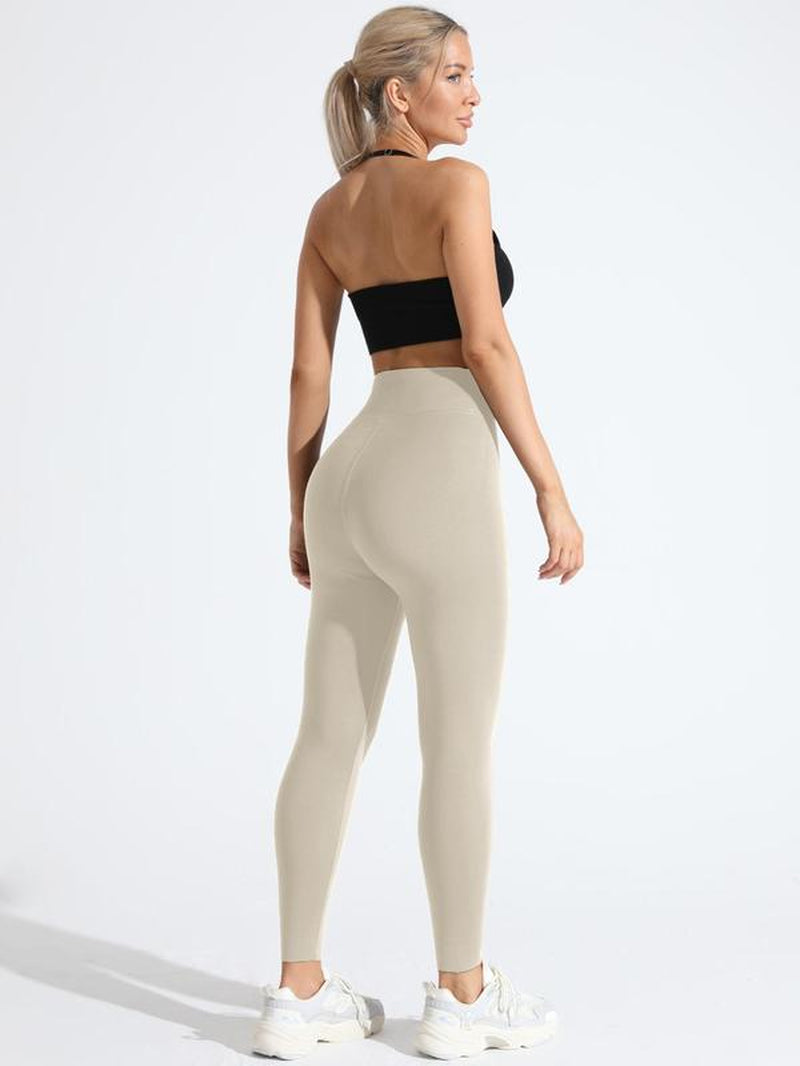 Women'S Solid High Waist Thermal Lined Sports Leggings, Casual Comfy Breathable Skinny Pants for Yoga Gym Workout Running, Ladies Curvy Sportswear for Fall & Winter