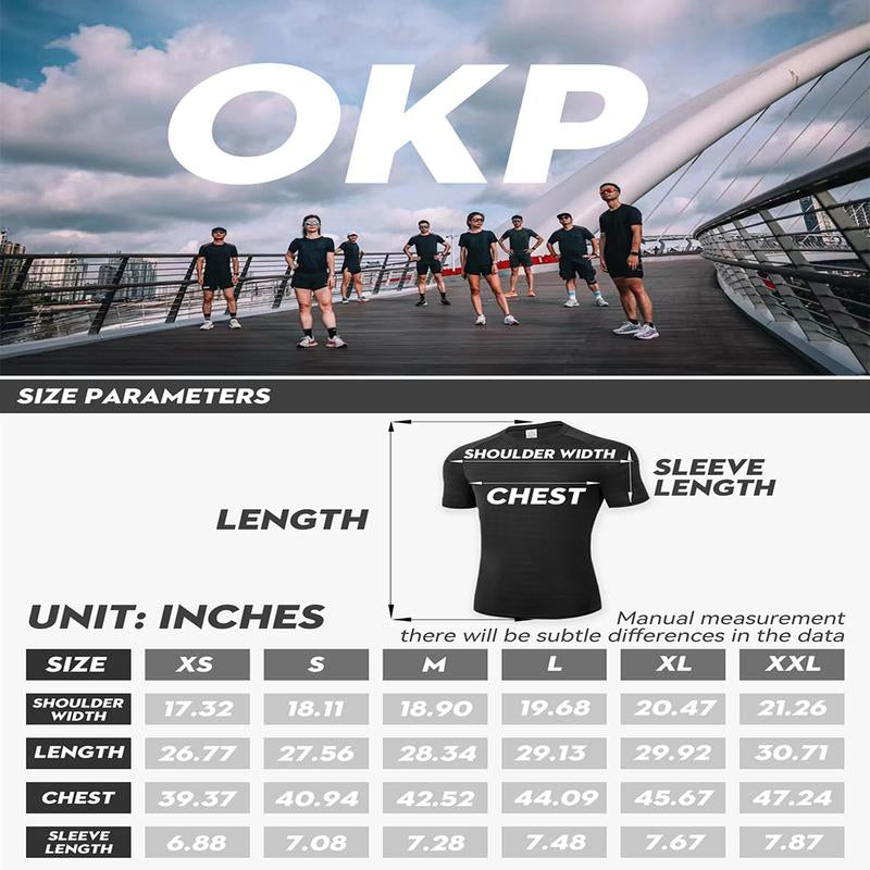 OKP Five Pack Men'S Highly Elastic Moisture-Wicking T-Shirt Soft, Quick-Drying, Breathable Sports Solid Color Short-Sleeved round Neck Running Fitness Lightweight Top, Four Seasons Gym Wear Cycling