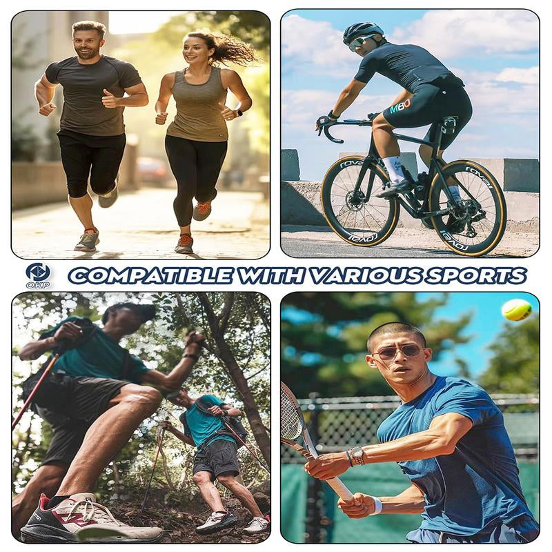 OKP Five Pack Men'S Highly Elastic Moisture-Wicking T-Shirt Soft, Quick-Drying, Breathable Sports Solid Color Short-Sleeved round Neck Running Fitness Lightweight Top, Four Seasons Gym Wear Cycling