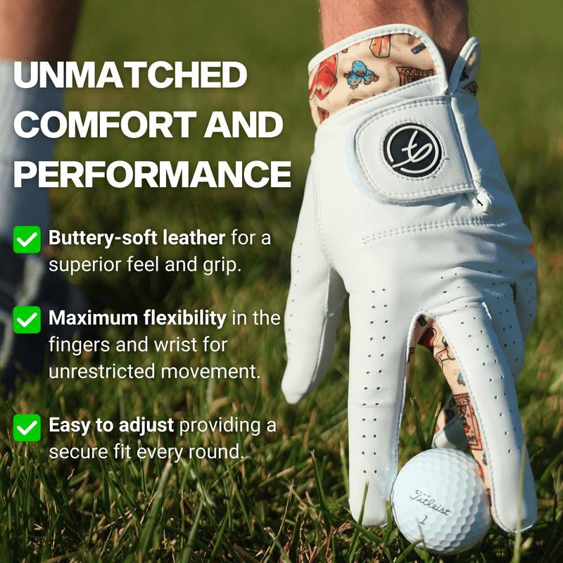 Fore Show Premium Golf Glove – 100% AAA Cabretta Leather Golf Gloves for Men & Women - Left & Right Handed Golfers - Cool Golfer Accessory Gift