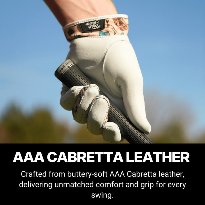 Fore Show Premium Golf Glove – 100% AAA Cabretta Leather Golf Gloves for Men & Women - Left & Right Handed Golfers - Cool Golfer Accessory Gift