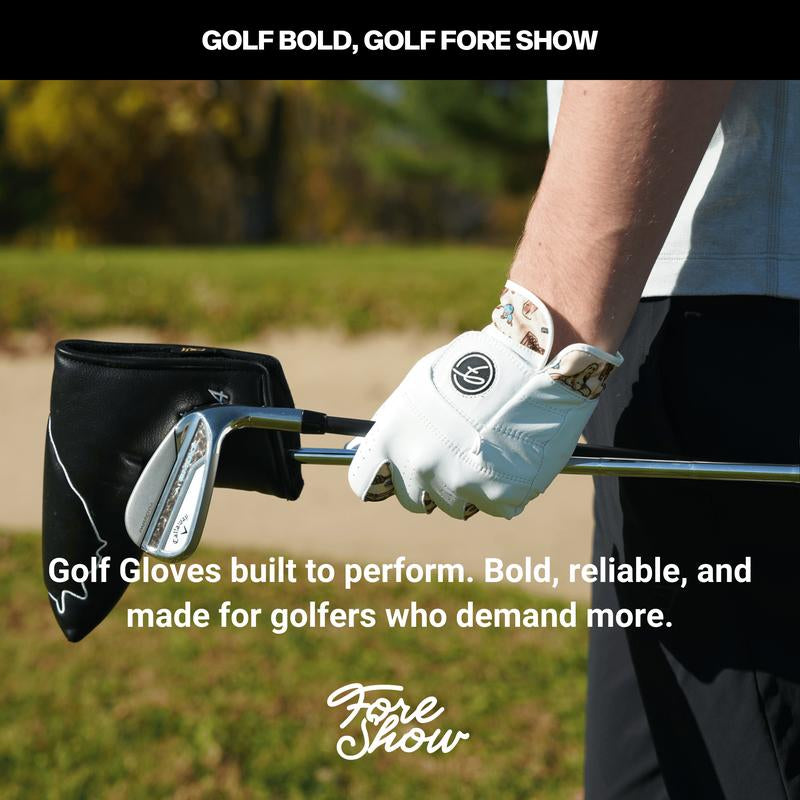 Fore Show Premium Golf Glove – 100% AAA Cabretta Leather Golf Gloves for Men & Women - Left & Right Handed Golfers - Cool Golfer Accessory Gift