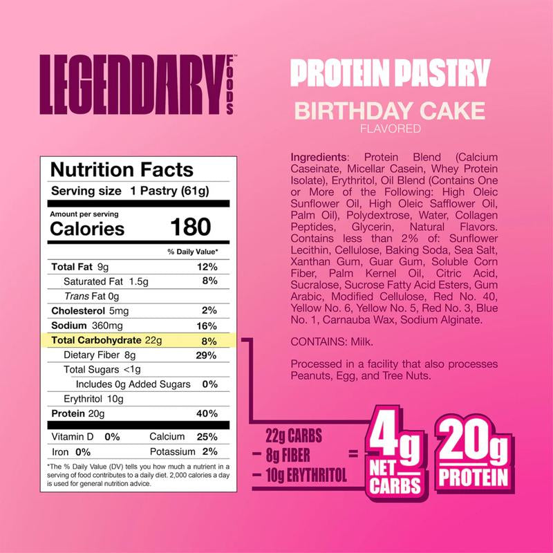 Legendary Foods Protein Pastry - Box of 10 - 20G Protein per Snack
