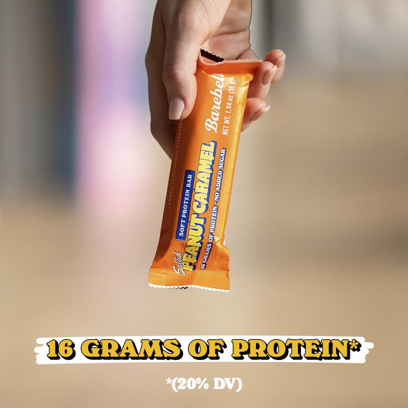 Barebells Soft Protein Bars Salted Peanut Caramel - 12 Count, 1.9Oz Bars - Protein Snacks with 16G of High Protein - Chocolate Protein Bar with 2G of Total Sugars - Soft Protein Snack & Breakfast Bars