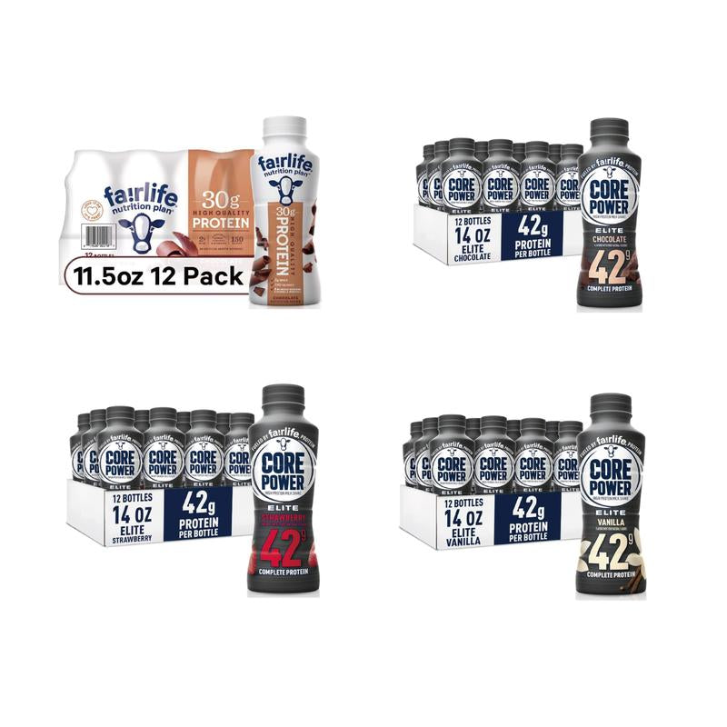 Fairlife Core Power Elite High Protein Shake, 42G Bottle, 14Oz, 12 Pack and Nutrition High Protein Shake 12 Packs High Protein