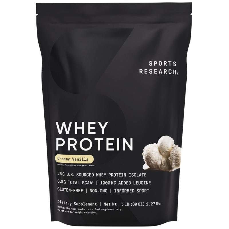 Sports Research Whey Protein - Sports Nutrition Whey Isolate Protein Powder - 5 Lb Bag Bulk Protein Powder 25G per Serving