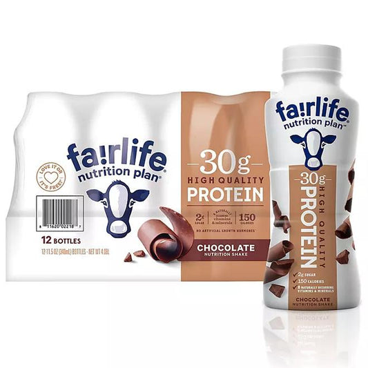 Fairlife Nutrition Plan Chocolate Bottles, 11.5 Fl Oz., 12 Pk. Chocolate Protein High Protein Shakes High Protein