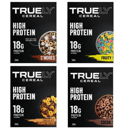 Truely Cereal High Protein Breakfast Cereal, 18G Protein. Variety Pack of 4