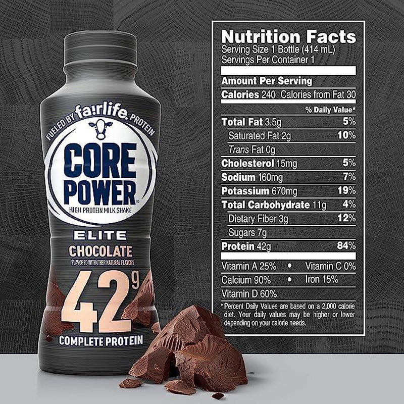 Fairlife Core Power Elite High Protein Shake, 42G Bottle, 14Oz, 12 Pack and Nutrition High Protein Shake 12 Packs High Protein