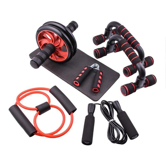 Home Workout Equipment, 7 Counts Abdominal Roller Wheel, H Push up Bars, Skipping Rope, Hand Grip Trainer, Resistance Band & Mat, Fitness Equipment for Ab Training, Adjustable Dumbbells, Calisthenics Equipment, Stomach Workout Equipment